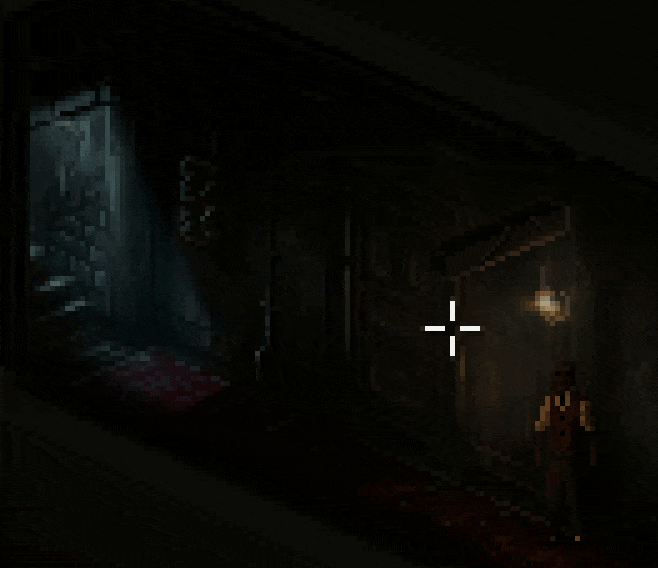The protagonist of one of the stories walks through a dark hallway and knocks on a door. Light fills the hallway as a woman opens it.